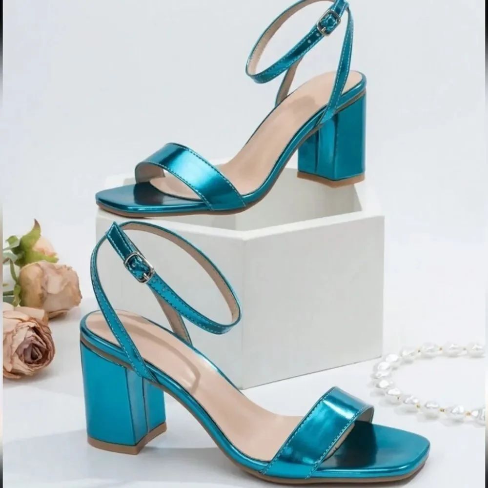 BRAND NEW BAMBOO SQUARE-TOE HIGH-HEELED WOMEN'S SANDALS